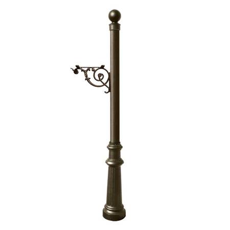 QUALARC Post only, w/support bracket, decorative fluted base and ball finial LPST-804-BZ